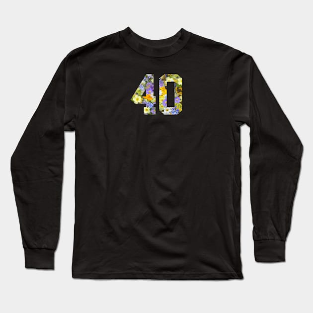 Floral Number 40 Long Sleeve T-Shirt by Eric Okore